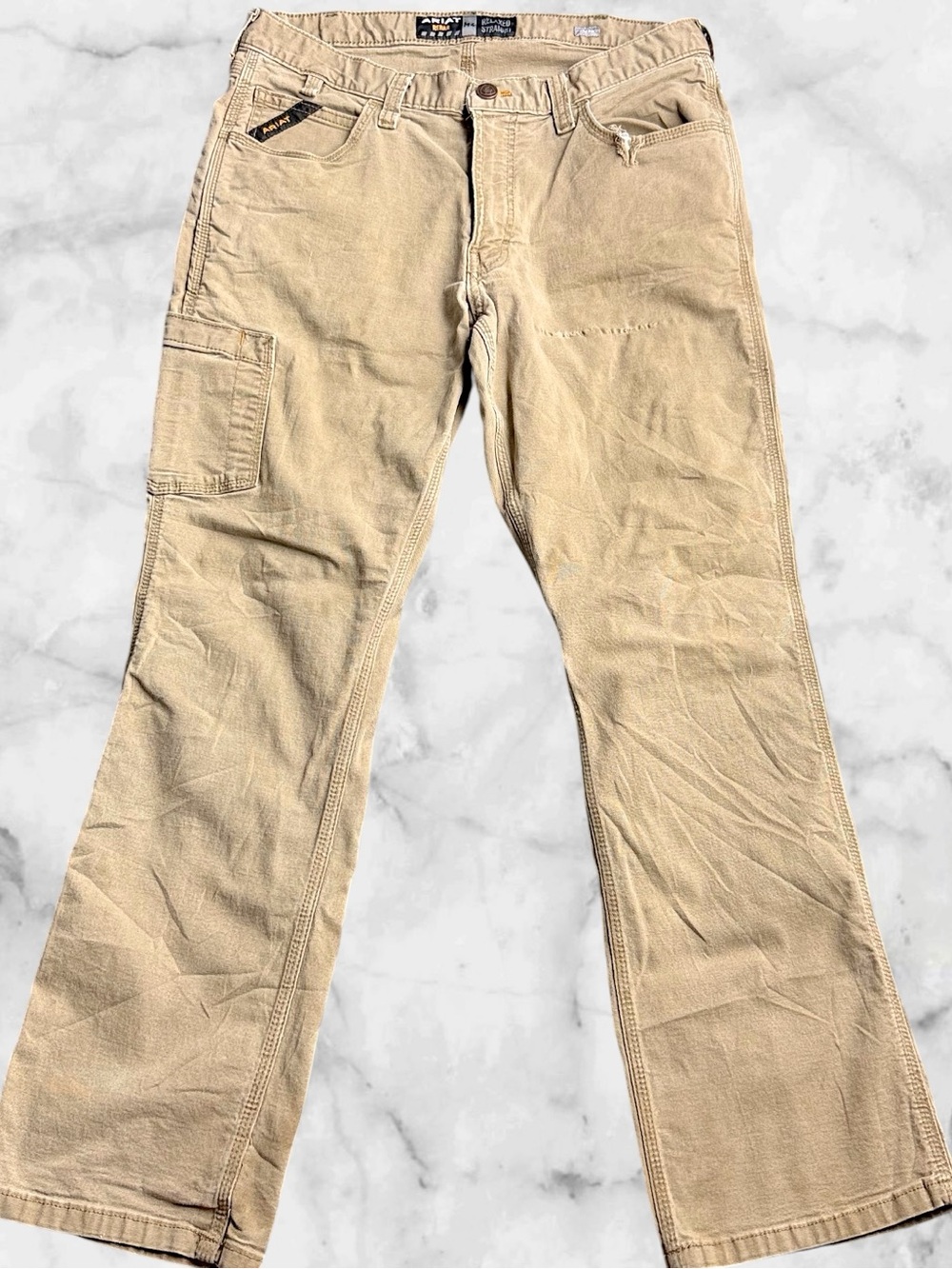 Ariat Rebar M4 Work Pants Mens 34x30 Khaki Relaxed Straight Cargo Utility